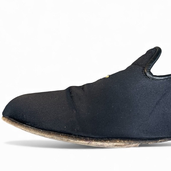 Jon Josef Gatsby Queen Bee Elegant Black Satin Loafers with Gold Stitch Academia - Picture 8 of 10